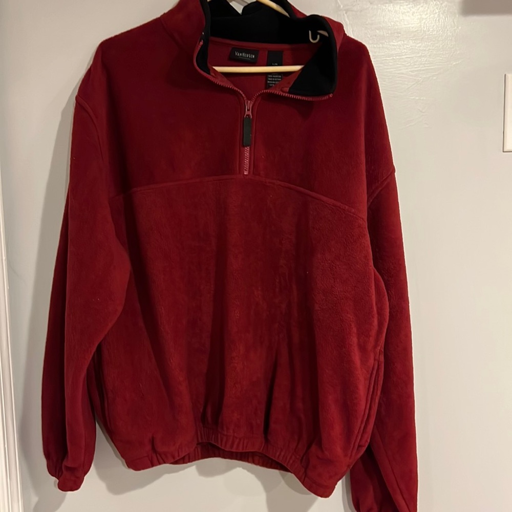 Van Heusen 1/4 zip pullover, maroon/dark red, large